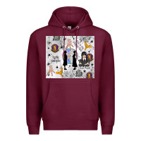 Burgundy gothic girl and colorful girl Premium Hoodie - TumblerDesignByShophia