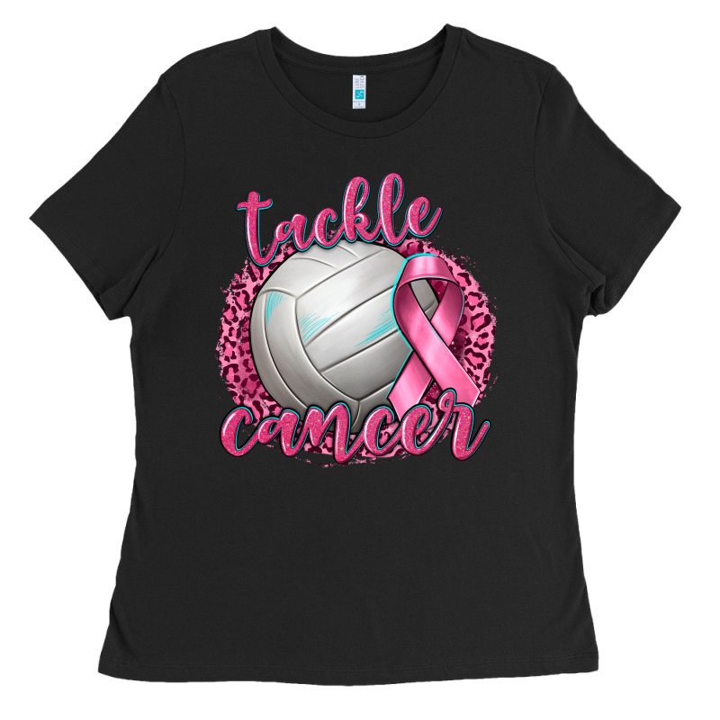Tackle Cancer Volleyball Ladies Tee by texasbilliewilder | Teevron