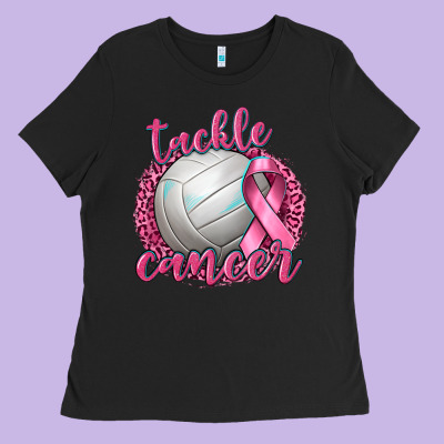 Tackle Cancer Volleyball Ladies Tee Designed By Texasbilliewilder