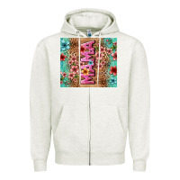 Oatmeal Heather floral mama Zipper Hoodie - LillyAllenDesigns