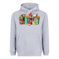 Heather Grey Fruits coffee cups Heavyweight Hoodie - NancyCooperArtShop