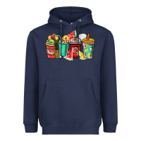 Navy Fruits coffee cups Heavyweight Hoodie - NancyCooperArtShop