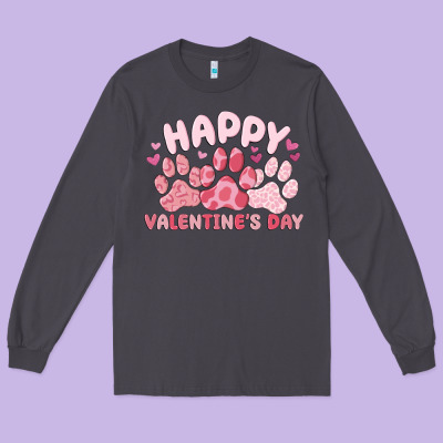 Happy Valentine's Day Long Sleeve Tee Designed By Maliassmallbusiness