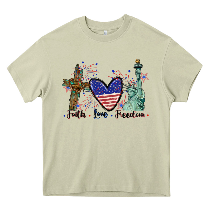Faith Love Freedom 4th Of July Heavy Core Tee by CowGirlArtShop | Teevron