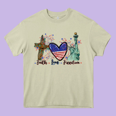 Faith Love Freedom 4th Of July Heavy Core Tee Designed By Cowgirlartshop