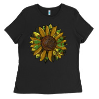 Black camouflage flitter sunflowers Ladies Tee - RanaPortraitStore