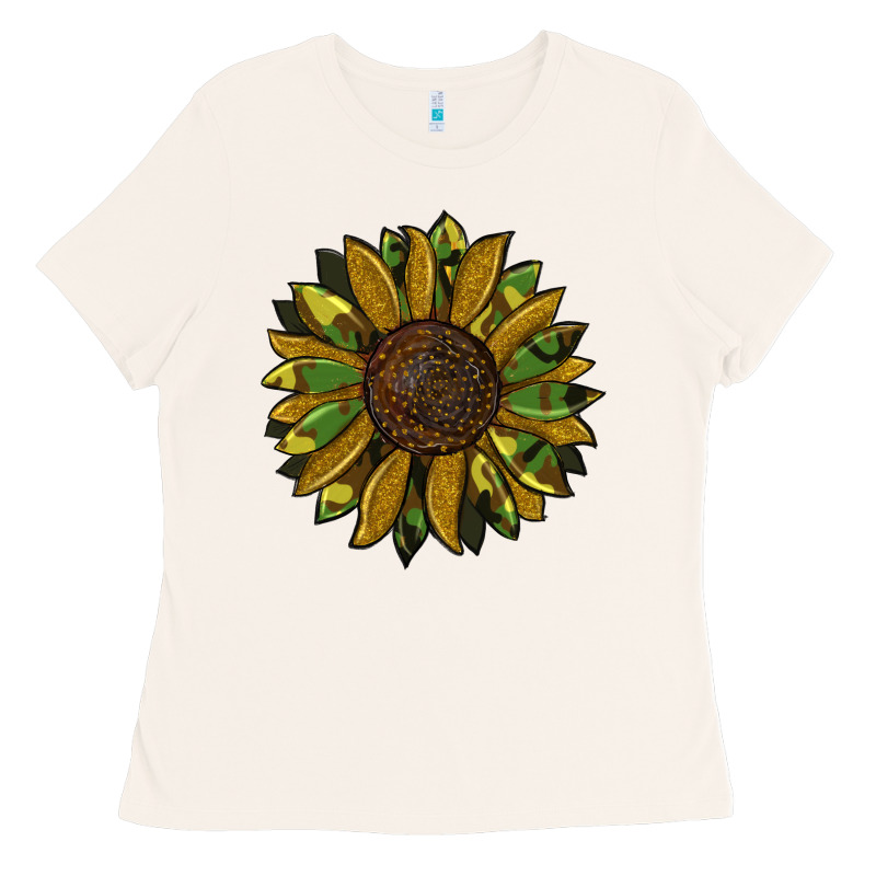Camouflage Flitter Sunflowers Ladies Tee by RanaPortraitStore | Teevron