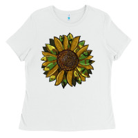 White camouflage flitter sunflowers Ladies Tee - RanaPortraitStore