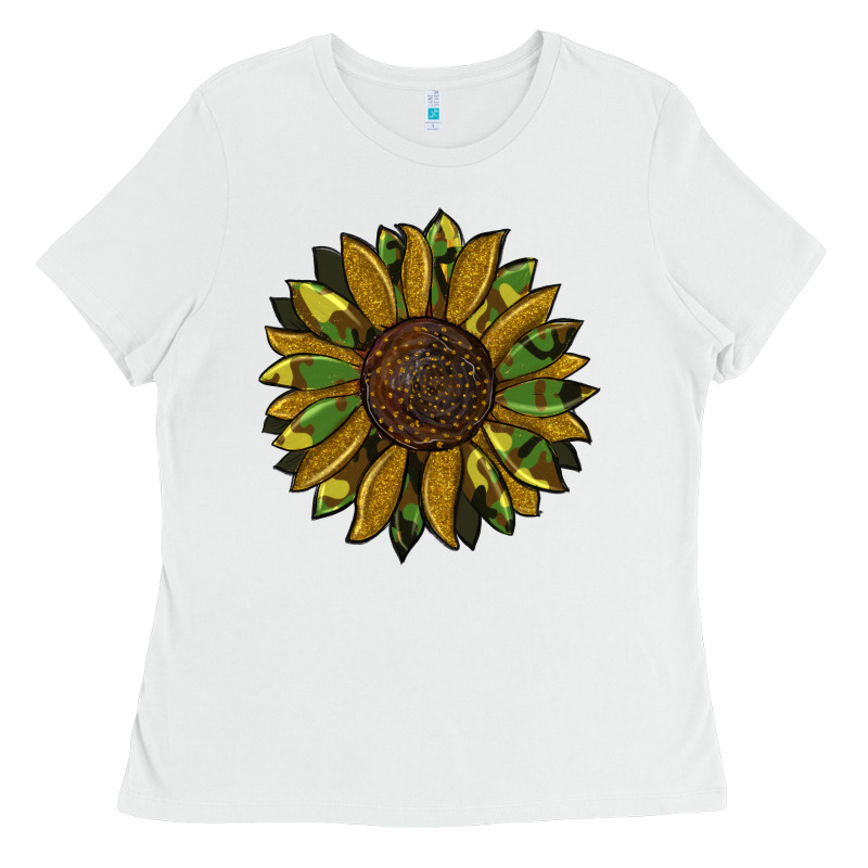 Camouflage Flitter Sunflowers Ladies Tee by RanaPortraitStore | Teevron
