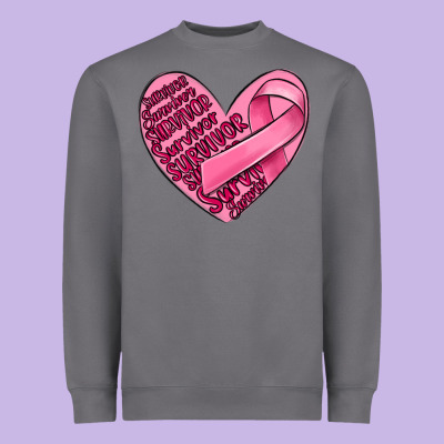 Heart Breast Cancer Heavyweight Sweatshirt Designed By Maliassmallbusiness