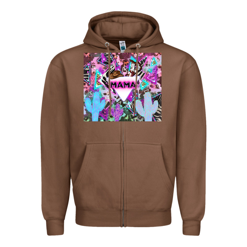 Mama Cowboy Western Animal Pattern Neon Zipper Hoodie by LillyAllenDesigns | Teevron