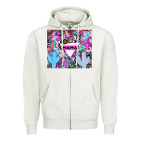 Oatmeal Heather mama cowboy western animal pattern neon Zipper Hoodie - LillyAllenDesigns
