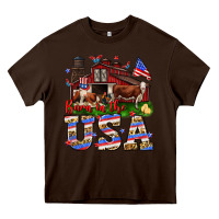 Chocolate Brown Barn in the USA Heavy Core Tee - Neo Western