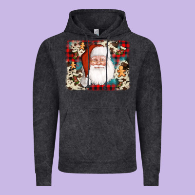 Cowhide Santa Cookie Socks Background Vintage Hoodie Designed By Adodesignshop