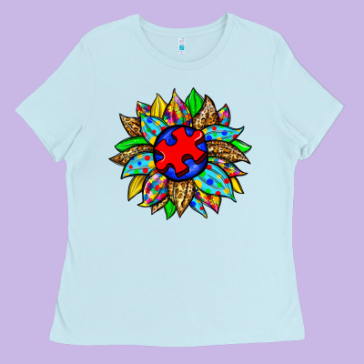 Autism Sunflower Ladies Tee Designed By Zillion Design Studio
