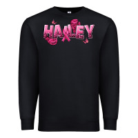 Black Personalized Pink Cancer Themed Name Premium Sweatshirt - NancyCooperArtShop