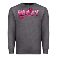 Charcoal Heather Personalized Pink Cancer Themed Name Premium Sweatshirt - NancyCooperArtShop