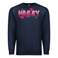 Navy Personalized Pink Cancer Themed Name Premium Sweatshirt - NancyCooperArtShop