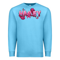 Ocean Blue Personalized Pink Cancer Themed Name Premium Sweatshirt - NancyCooperArtShop
