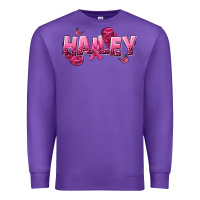 Purple Personalized Pink Cancer Themed Name Premium Sweatshirt - NancyCooperArtShop