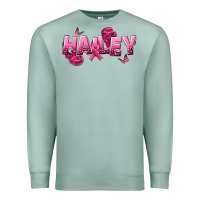 Seafoam Personalized Pink Cancer Themed Name Premium Sweatshirt - NancyCooperArtShop