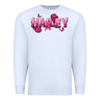 White Personalized Pink Cancer Themed Name Premium Sweatshirt - NancyCooperArtShop