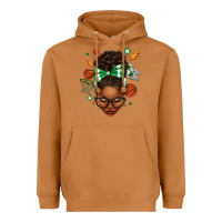 Meerkat Afro Messy Bun Basketball Green Bow Heavyweight Hoodie - texasbilliewilder