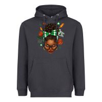 Smoke Afro Messy Bun Basketball Green Bow Heavyweight Hoodie - texasbilliewilder