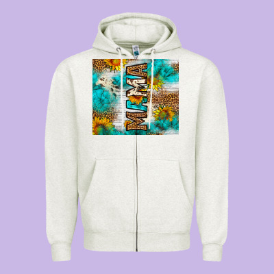 Mama Leopard Sunflower Zipper Hoodie Designed By Lillyallendesigns