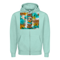 Seafoam mama leopard sunflower Zipper Hoodie - LillyAllenDesigns