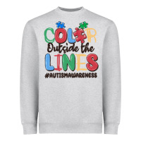 Heather Grey color outside the lines autism awareness Heavyweight Sweatshirt - MaliasSmallBusiness