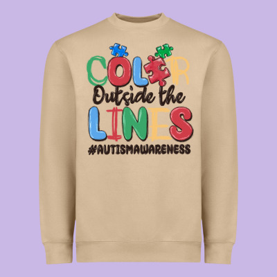 Color Outside The Lines Autism Awareness Heavyweight Sweatshirt Designed By Maliassmallbusiness