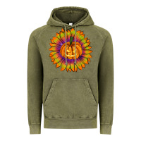 Vintage Olive Halloween Sunflower Vintage Hoodie - RanaPortraitStore