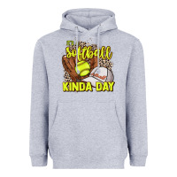 Heather Grey It's a Softball kinda day leopard Heavyweight Hoodie - NancyCooperArtShop