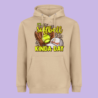 It's A Softball Kinda Day Leopard Heavyweight Hoodie Designed By Nancycooperartshop