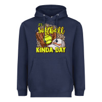 Navy It's a Softball kinda day leopard Heavyweight Hoodie - NancyCooperArtShop