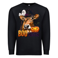 Black Boo Heifer Cow with Halloween Premium Sweatshirt - texasbilliewilder