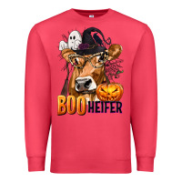 Cardinal Boo Heifer Cow with Halloween Premium Sweatshirt - texasbilliewilder