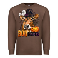 Chestnut Boo Heifer Cow with Halloween Premium Sweatshirt - texasbilliewilder