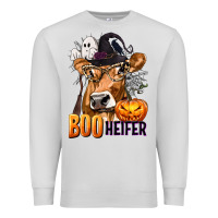 Dove Grey Boo Heifer Cow with Halloween Premium Sweatshirt - texasbilliewilder