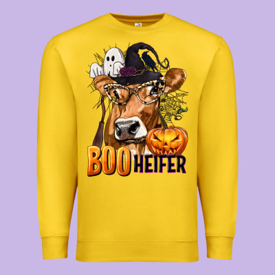 Boo Heifer Cow With Halloween Premium Sweatshirt Designed By Texasbilliewilder