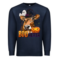 Navy Boo Heifer Cow with Halloween Premium Sweatshirt - texasbilliewilder