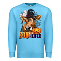 Ocean Blue Boo Heifer Cow with Halloween Premium Sweatshirt - texasbilliewilder