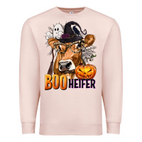 Pale Pink Boo Heifer Cow with Halloween Premium Sweatshirt - texasbilliewilder