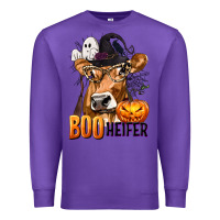 Purple Boo Heifer Cow with Halloween Premium Sweatshirt - texasbilliewilder