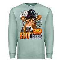 Seafoam Boo Heifer Cow with Halloween Premium Sweatshirt - texasbilliewilder