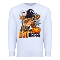 White Boo Heifer Cow with Halloween Premium Sweatshirt - texasbilliewilder