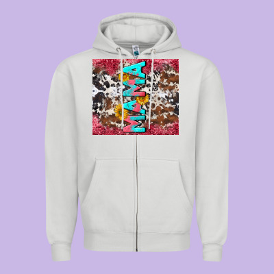 Mama Cowhide  Sunflowers Zipper Hoodie Designed By Lillyallendesigns
