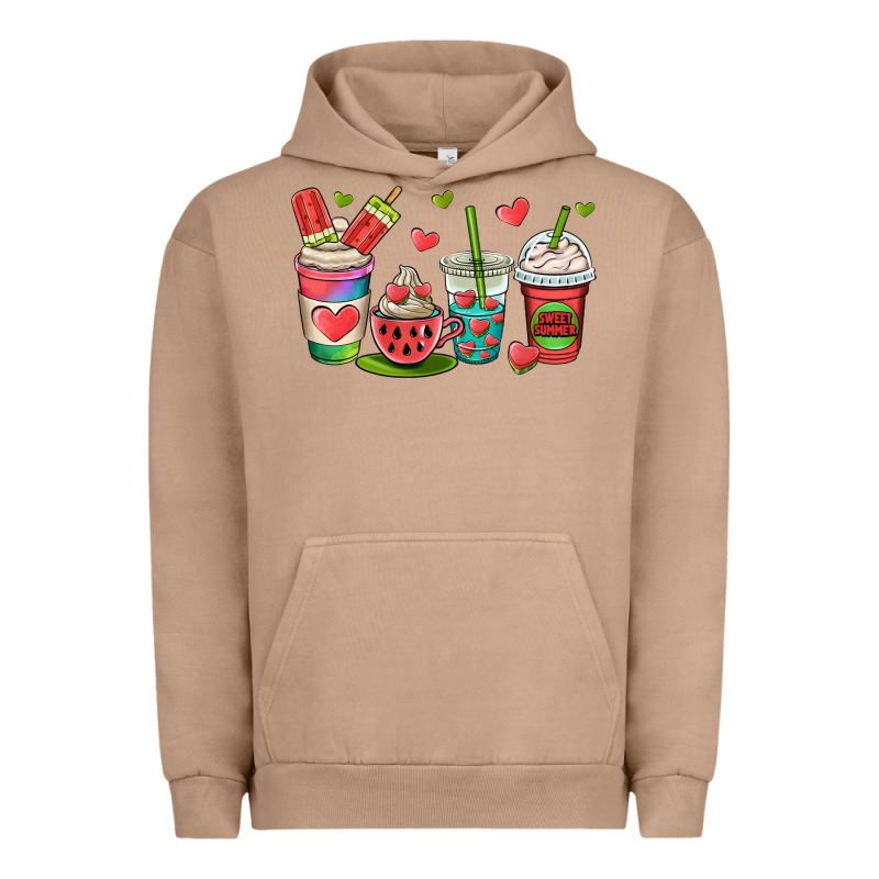 Watermelon Summer Coffee Cups Urban Hoodie by OliviaCreatesArt | Teevron