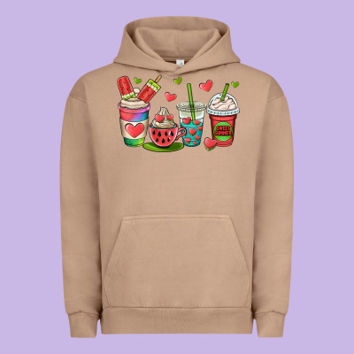 Watermelon Summer Coffee Cups Urban Hoodie Designed By Oliviacreatesart